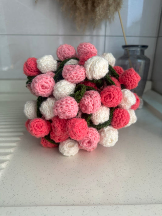 WrapTheLove Finished Flower Bouquet Blanket, Handmade Crochet Rose Bouquet Blanket, Soft Knitted Throw Blanket, Romantic Gift for Birthday, Wedding, Valentine's Day, Mother's Day, Christmas for mum, daughter, girls, and sisters, friends