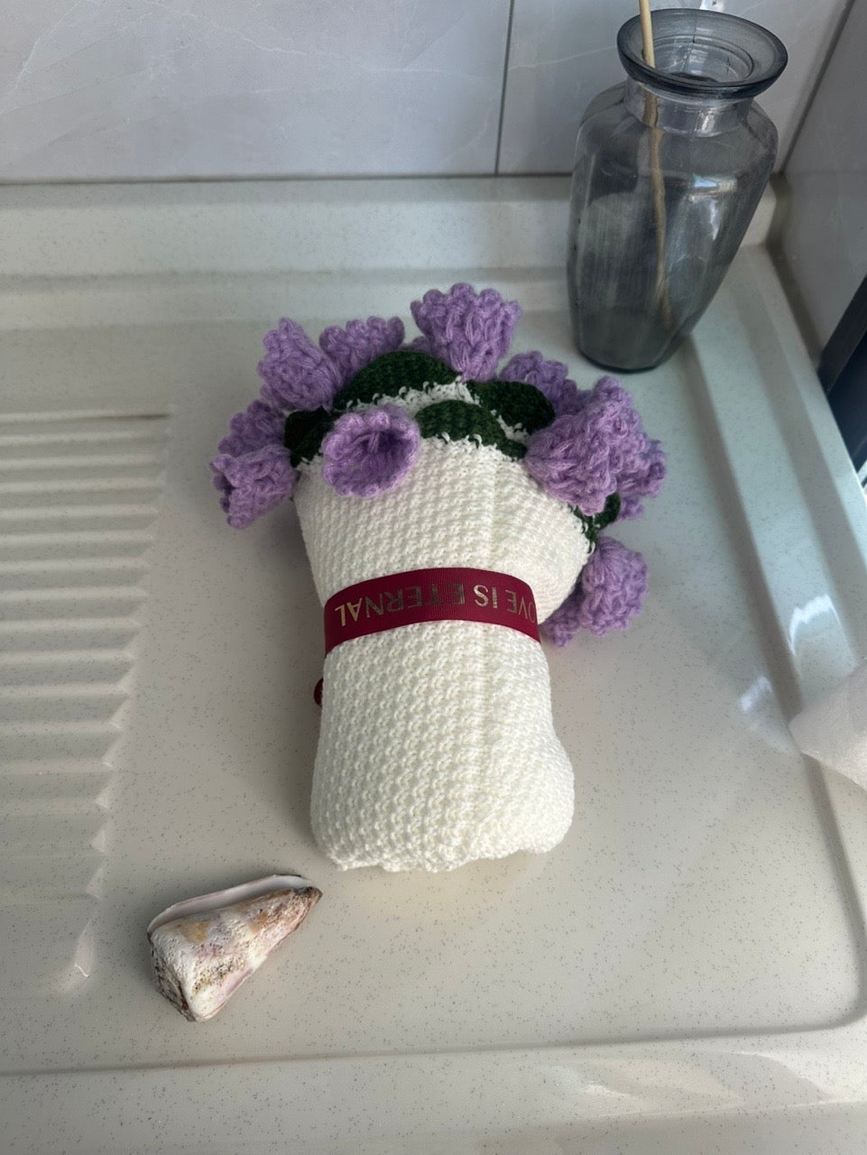 WrapTheLove Finished Flower Bouquet Blanket, Handmade Crochet Rose Bouquet Blanket, Soft Knitted Throw Blanket, Romantic Gift for Birthday, Wedding, Valentine's Day, Mother's Day, Christmas for mum, daughter, girls, and sisters, friends