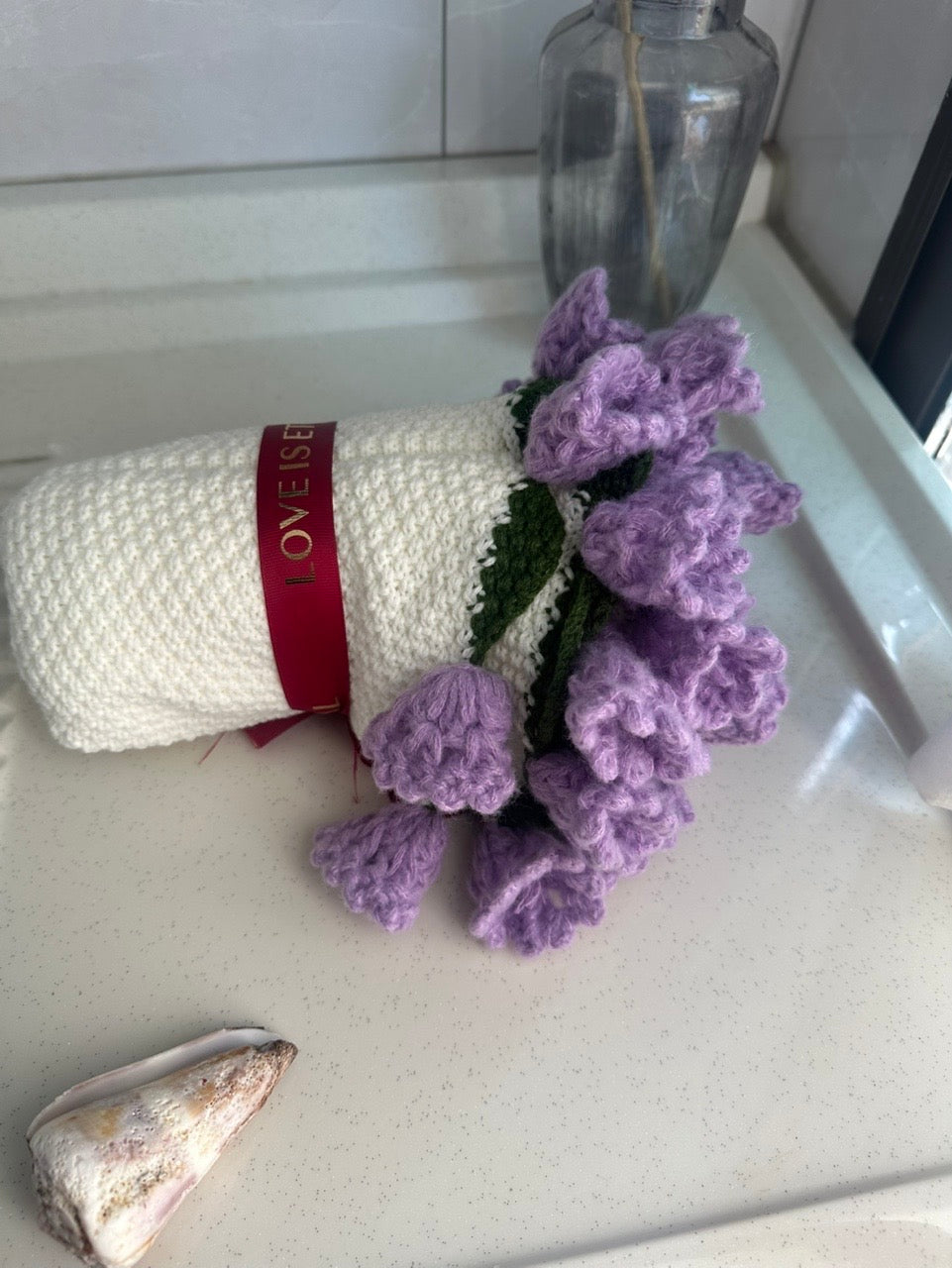 WrapTheLove Finished Flower Bouquet Blanket, Handmade Crochet Rose Bouquet Blanket, Soft Knitted Throw Blanket, Romantic Gift for Birthday, Wedding, Valentine's Day, Mother's Day, Christmas for mum, daughter, girls, and sisters, friends