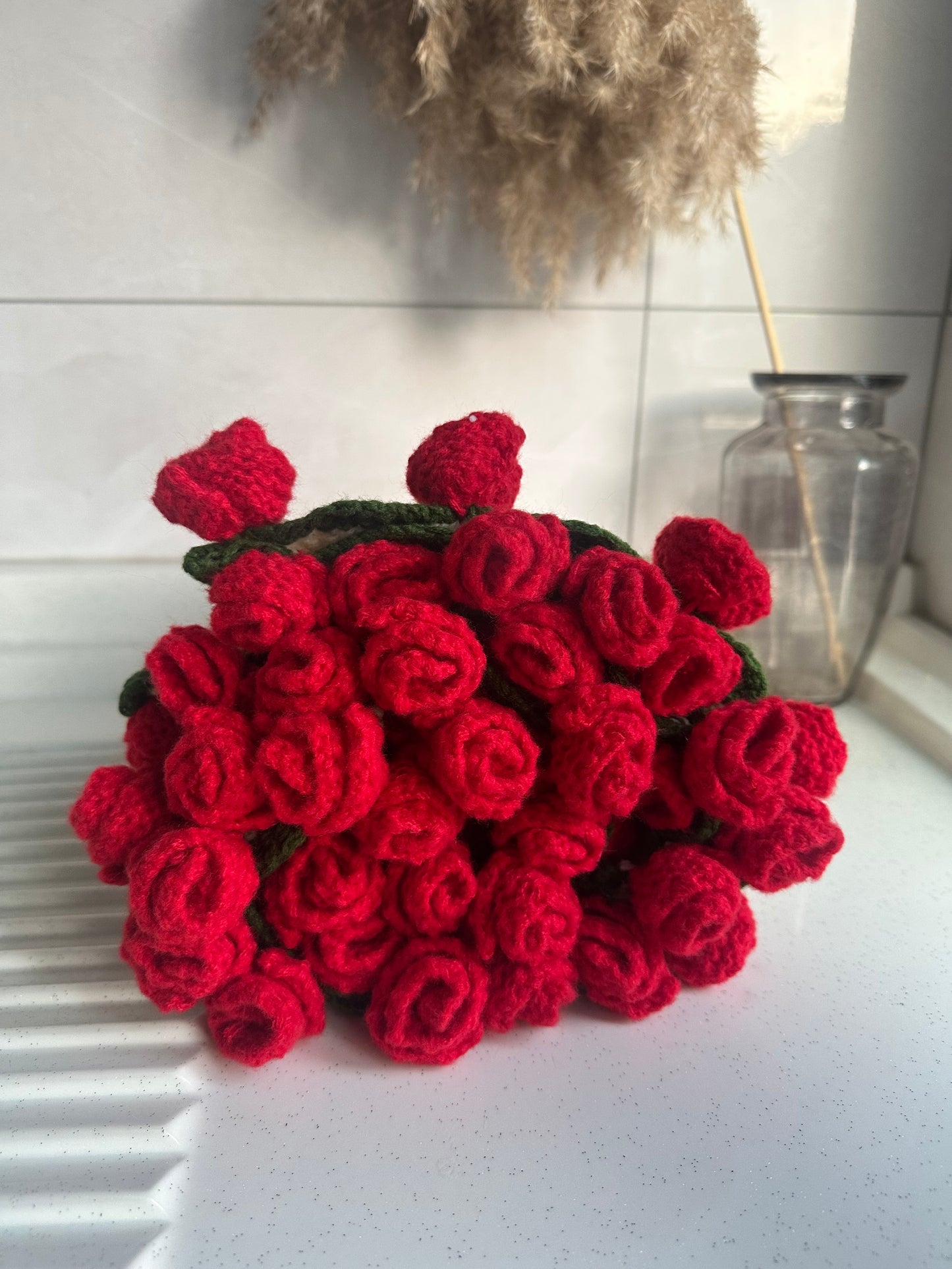 WrapTheLove Finished Flower Bouquet Blanket, Handmade Crochet Rose Bouquet Blanket, Soft Knitted Throw Blanket, Romantic Gift for Birthday, Wedding, Valentine's Day, Mother's Day, Christmas for mum, daughter, girls, and sisters, friends