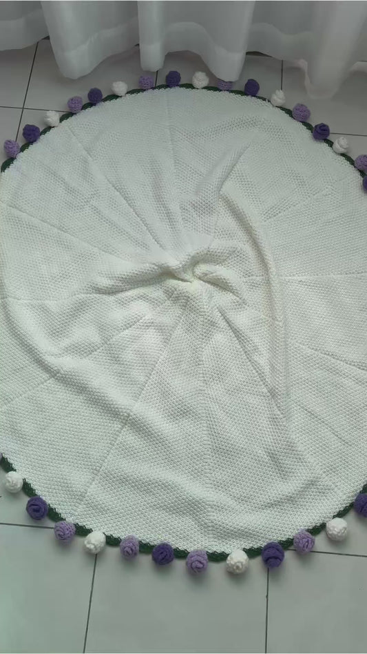 WrapTheLove Finished Flower Bouquet Blanket, Handmade Crochet Rose Bouquet Blanket, Soft Knitted Throw Blanket, Romantic Gift for Birthday, Wedding, Valentine's Day, Mother's Day, Christmas for mum, daughter, girls, and sisters, friends